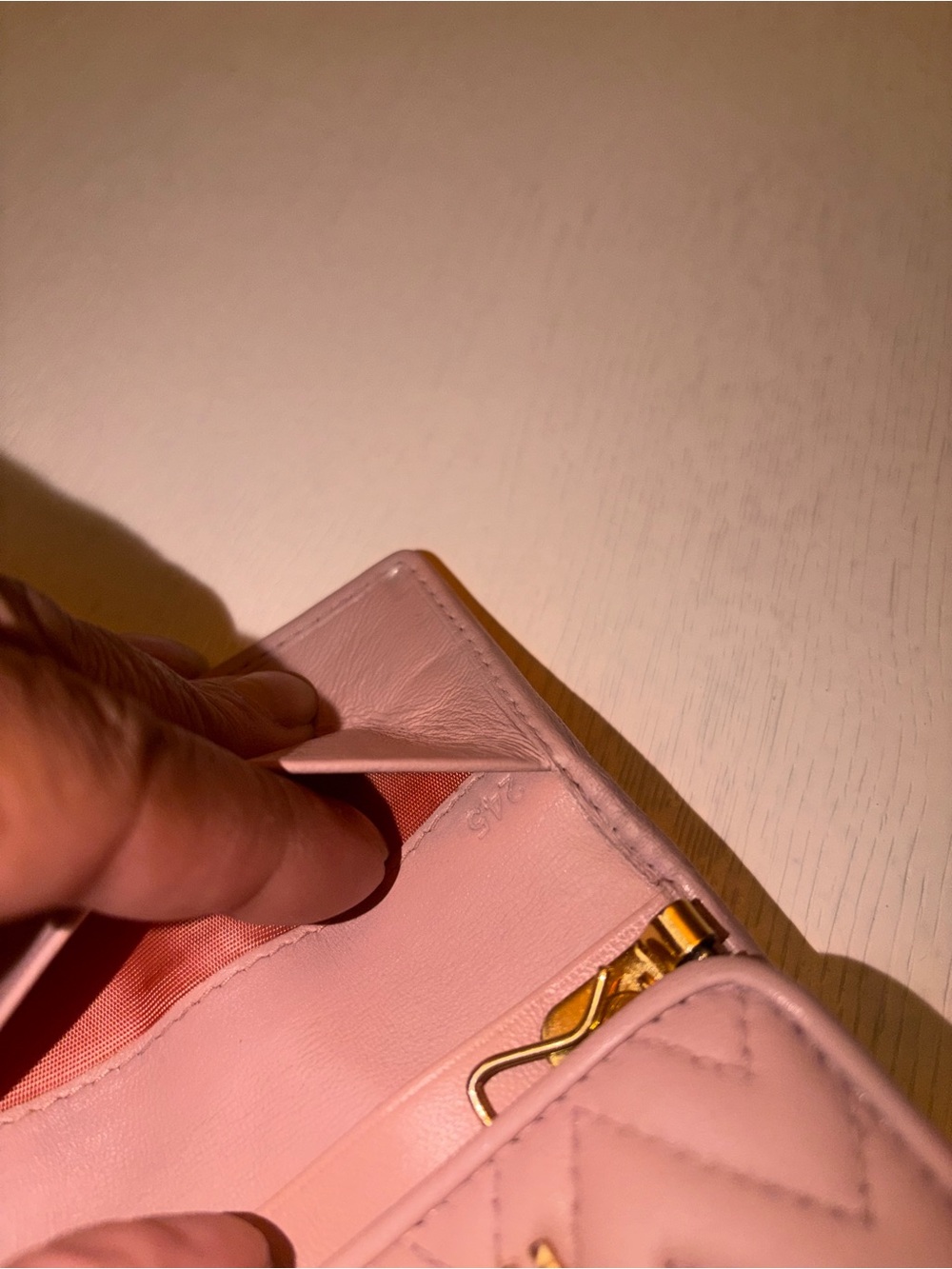 Miu Miu Quilted Blush Pink Leather Key Case with Gold Logo - Picture 7 of 12